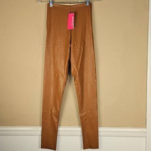 NWT Commando Womens Cocoa Faux Leather Leggings Medium